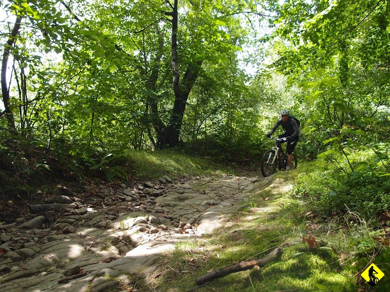 17.JPG - Zjazd niebieskim jest błyskawiczny i niemalże w momencie docieramy do samochodu, z jedną małą przerwą na zdjęcia, których by nie byłoby gdyby nie snejk. W miarę sprawa zmiana dętki i już powoli turlamy się okrężną drogą (kawałek za miejscem snejka zmieniamy niebieski na czarny, który jednak jest po prostu słaby i nie polecamy go nikomu).