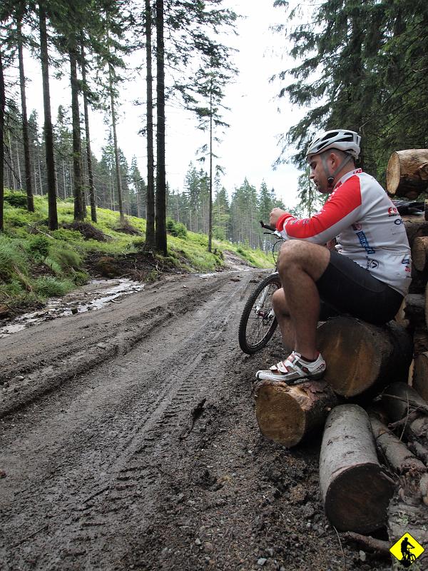 9.jpg - Z każdym razem jak tu jestem (a byłem tu już trzy razy) trawers Baraniej wygląda coraz gorzej. Sezon ścinkowy w pełni, coraz więcej błota, coraz mniej szutru. Przełęcz Salmopolska wita nas pysznym obiadkiem i dłuższą przerwą. Cały dzień jest dość chłodny i chwila spędzona w ciepłym pomieszczeniu pomaga odzyskać trochę pozytywnego nastawienia.