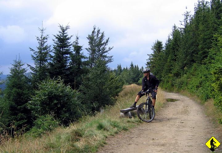 IMG_2408.jpg - Nie wiem co się stało, ale poczułem się jak nowo narodzony. Jechałem szybko (jak na mnie:), bez zsiadania. Trzeba dodać, że odcinek do Radziejowej jest bajeczny, esencja, nic dodać, nic ująć. Skrzat robi mi zdjęcie :)