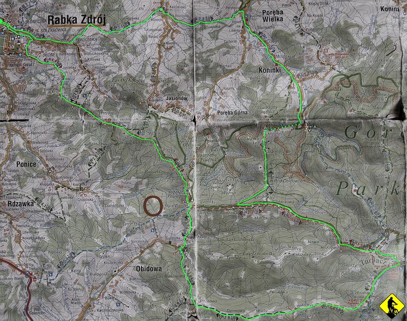 mapa.jpg - Zrobienie trasy (ok 56-60km, w zależności od opcji zdobycia Tobołowa) z kilkoma przerwami zajęło nam 7h z groszami, przy HRśr 119 i 2356kcal spalonych. PoZdRo Ziomy!