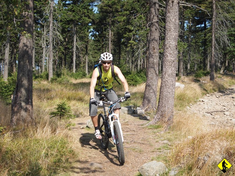 P8237082.JPG - Cały przejazd w kierunku Srebrnej Góry zaplanowany jest czerwonym szlakiem, z kilkoma wyjątkami, które miały ominąć pchania czy wnoszenia. Kozie siodło i Przełęcz Jurgowska za nami. Dzisiaj większy nacisk położyłem na rozmowę o awansie Wisły Kr do Ligi Mistrzów niż na zdjęcia :) Jak wiadomo Wisła nie awansowała, czyli mogłem zrobić więcej fajnych fot. Takie życie polskiego kibica :P