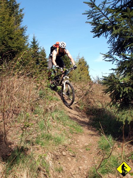 15.JPG - Ale się rozpisałem. Zjazd przez szczyt Leskowca żółtym szlakiem, którym poprzednio jak tu byłem podprowadzałem/jechałem z Wojtkiem rower do góry.