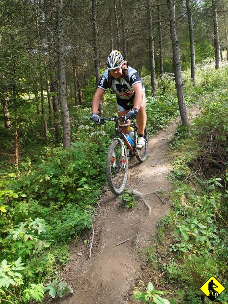9.jpg - Co widać na załączonym obrazku. Trafiają się też techniczne odcinki, ale to bardziej ścieżka wijąca się pomiędzy drzewami, niż rów z kamykami, więc fajnie.